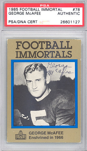 McAfee Autographed Signed 1985 Football Immortals Card 78