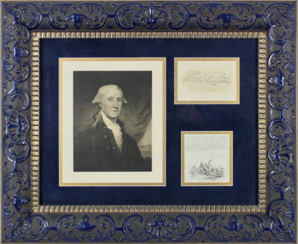 George Washington Autographed Signed Authentic 1.4X3.5 Framed Cut Signature Beckett
