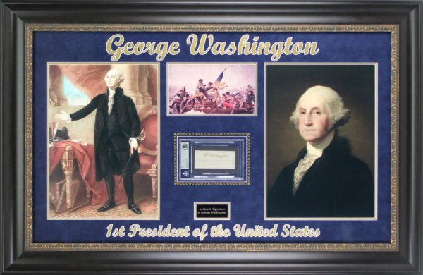 George Washington Autographed Signed Authentic & Framed 2X4.5 Cut Signature Autographed Beckett