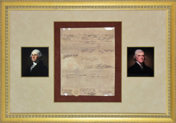 George Washington Autographed Signed & Thomas Jefferson 12.75X16 1793 Ship's Passport Beckett