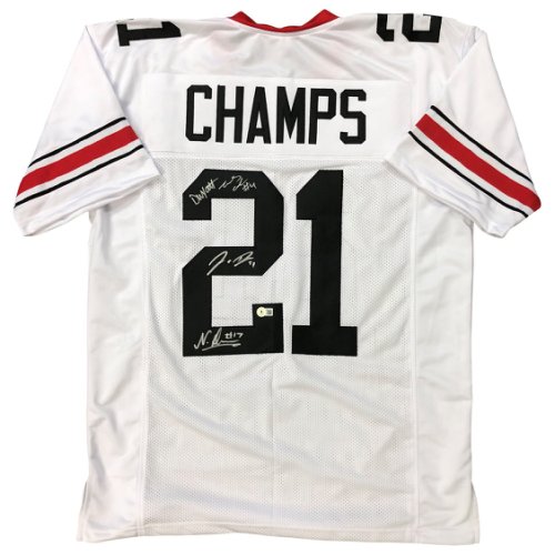 Georgia Bulldogs 2021 National Championship Team Autographed Signed Custom White #21 Jersey with 4 Sigs - Beckett QR Authentic