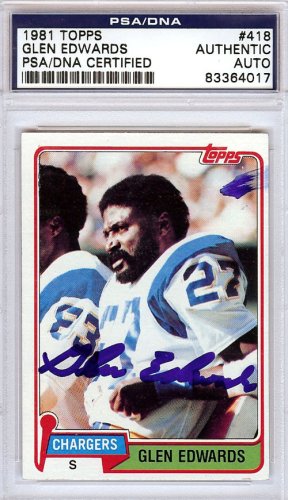 Glen Edwards Autographed Signed 1981 Topps Card #418 San Diego Chargers PSA/DNA