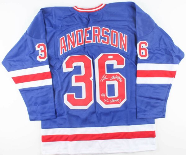 Glenn Anderson Autographed Signed 94 Sc Champs New York Rangers Jersey Jsa Coa 6 S Cups