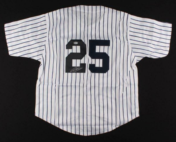 Framed Autographed/Signed Gleyber Torres 33x42 New York Pinstripe Baseball Jersey Beckett BAS COA 