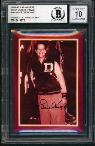 Gordie Howe Autographed Signed 1995 Parkhurst 66-67 #Mh2 #211/500 Card Auto 10 Beckett Slabbed