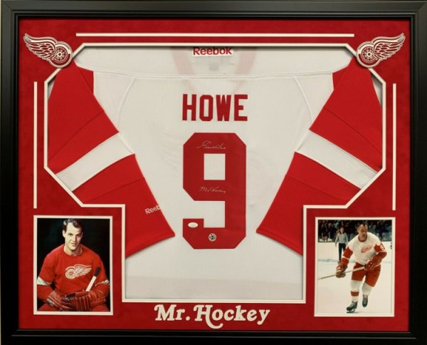 framed red wings jersey