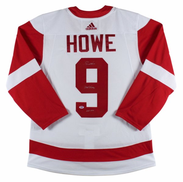 Gordie Howe Autographed Signed Red Wings "Mr. Hockey, HOF" White Adidas Jersey PSA