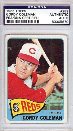Gordy Coleman Autographed Signed 1965 Topps Card #289 Cincinnati Reds PSA/DNA