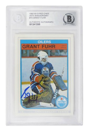 Framed Autographed/Signed Grant Fuhr 33x42 Edmonton White Hockey