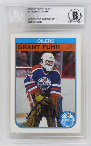 Grant Fuhr Signed Autograph Blue Hockey Jersey Beckett COA Edmonton Oilers  Great