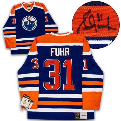 Grant Fuhr #31 Signed Edmonton Oilers Jersey InscribedHOF 03 (JSA COA)