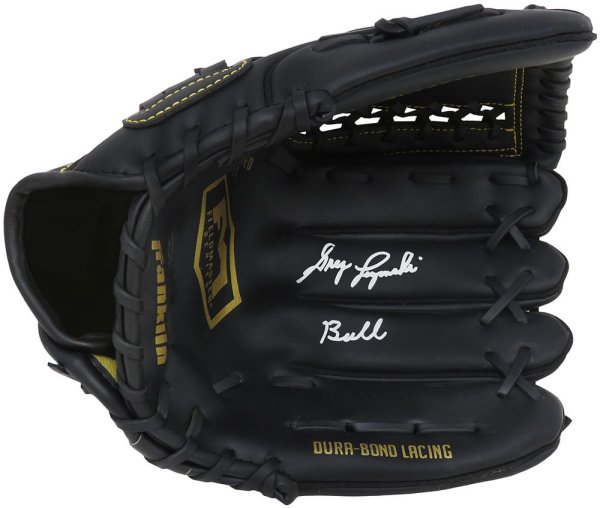 Greg Luzinski Autographed Signed Franklin Black Baseball Fielders Glove w/Bull