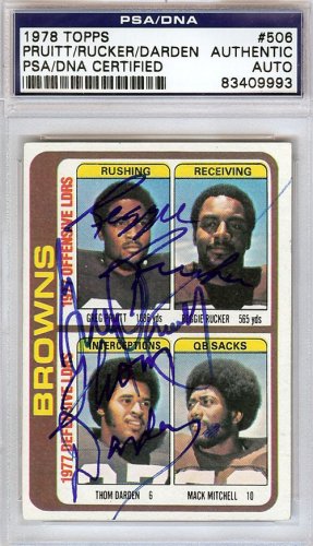 Greg Pruitt Autographed Signed , Reggie Rucker,Thom Darden 1978 Topps Card #506 Cleveland Browns PSA/DNA