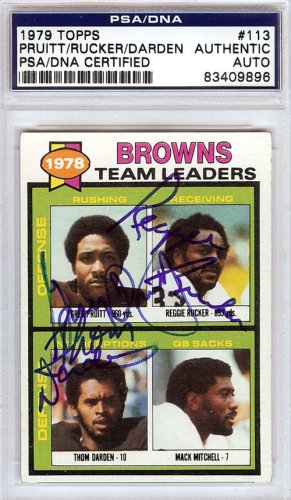 Greg Pruitt Autographed Signed , Reggie Rucker,Thom Darden 1979 Topps Card #113 Cleveland Browns PSA/DNA