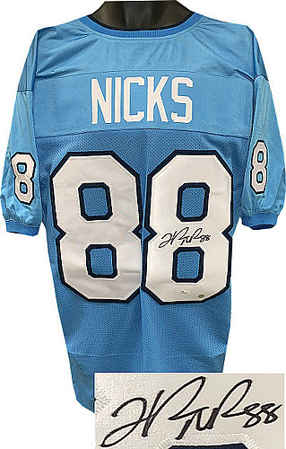 Hakeem Nicks Autographed Signed Memorabilia Blue Custom Stitched College Football Jersey XL #88 - JSA Authentic