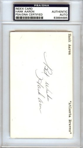 Hank Aaron Autographed Signed 3X5 Index Card Milwaukee Braves Best Wishes Vintage PSA/DNA