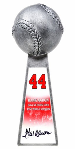 Hank Aaron Autographed Signed Baseball World Champion 14 Inch Replica Silver Trophy