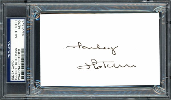 Harley Hotchkiss Autographed Signed 3x5 Index Card Calgary Flames Owner PSA/DNA Authentic #83721474