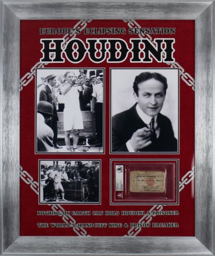 Harry Houdini Autographed Signed & Framed 2.5X4 Society Of American Magicians Id Card Beckett