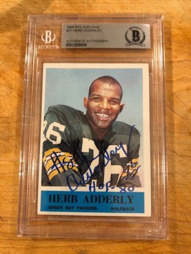 Herb Adderley Autographed Signed 1964 Topps Packers Rookie #71 Beckett Beckett Slabbed - Autographs