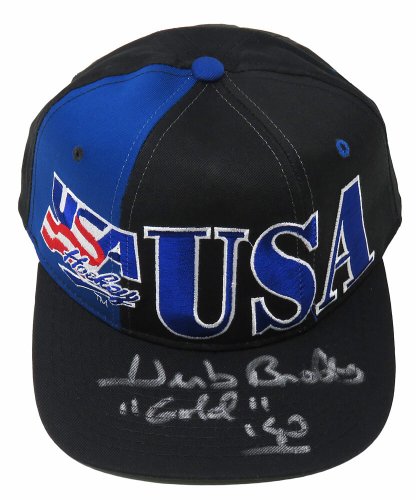 Herb Brooks Autographed Signed Team USA Hockey Starter Hat w/Gold 80  (PSA/DNA)