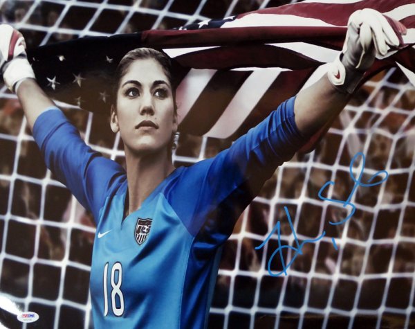Hope Solo Autographed 16x20 Team USA Near Goal In Black Photo JSA Authenticated 