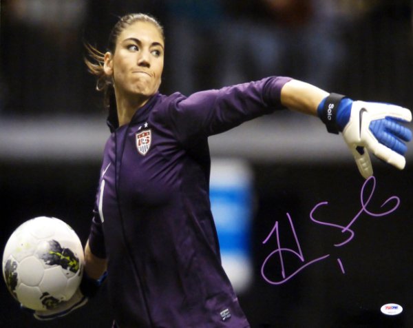 JSA Authenticated Hope Solo Autographed 16x20 Team USA Near Goal In Black Photo 