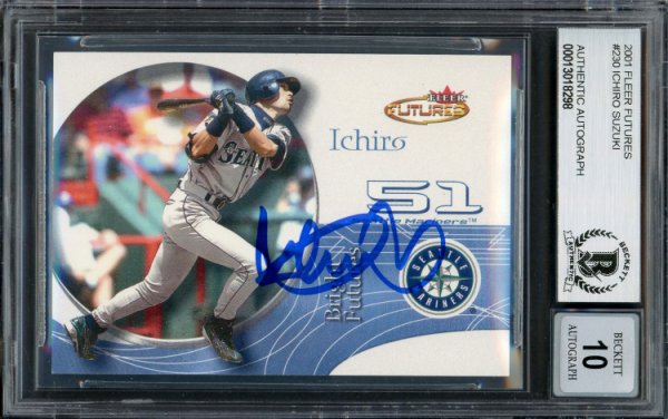 Shop Ichiro Suzuki Seattle Mariners Autographed 2001 Topps Rookie Card #726  Auto Grade Gem Mint 10