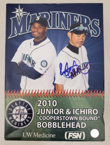Ichiro Suzuki Autographed Signed 2010 Cooperstown Bound With Ken Griffey Jr. Bobblehead Box Seattle Mariners Is Holo #193664