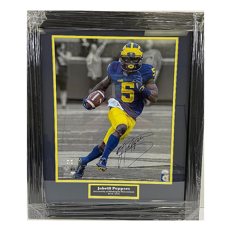 JABRILL PEPPERS SIGNED MICHIGAN WOLVERINES 8X10 PHOTO "THROWING" PSA ROOKIE COA 