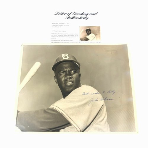 Jackie Robinson Autographed Signed 11X14 Photo PSA/DNA Brooklyn Dodgers Auto 8 Loa