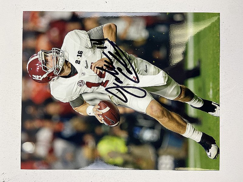 Jake Coker Autographed Alabama Crimson Tide Rollout in 2016 National Championship 8x10 Photo Signed in White - Certified Authentic