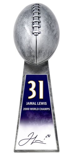 Jamal Lewis Autographed Signed Football World Champion 15 Inch Replica Silver Trophy (With #31 Sticker)