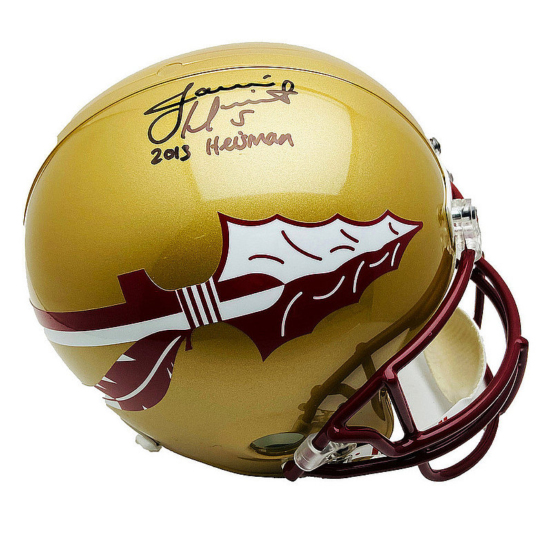 Jameis Winston Florida State Seminoles Autographed Signed Riddell Full Size Gold Replica Helmet - 2013 Heisman Inscription - PSA/DNA Authentication