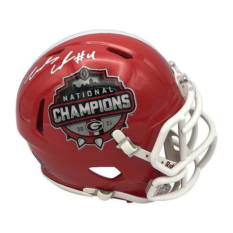 James Cook III Autographed Signed Georgia Bulldogs 2021 National Champions Riddell Speed Mini Helmet - Beckett QR Authentic