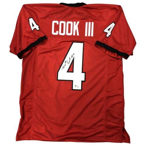 James Cook III Autographed Signed Georgia Bulldogs Custom Red #4 Jersey - Beckett QR Authentic
