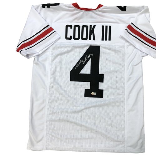 James Cook III Autographed Signed Georgia Bulldogs Custom White #4 Jersey - Beckett QR Authentic