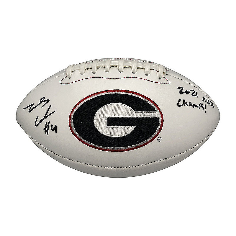 James Cook III Autographed Signed Georgia Bulldogs White Panel Football with 2021 Natl Champs! - Beckett QR Authentic