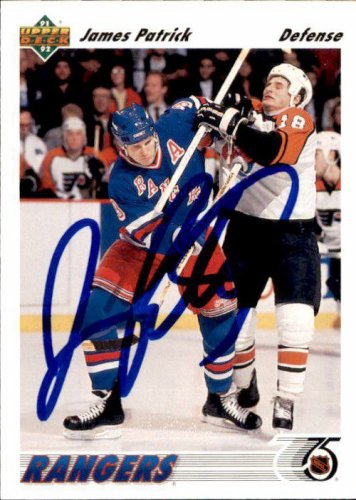 James Patrick Autographed Signed 1991-2 UDA New York Rangers Hockey Card - Main Line Autographs