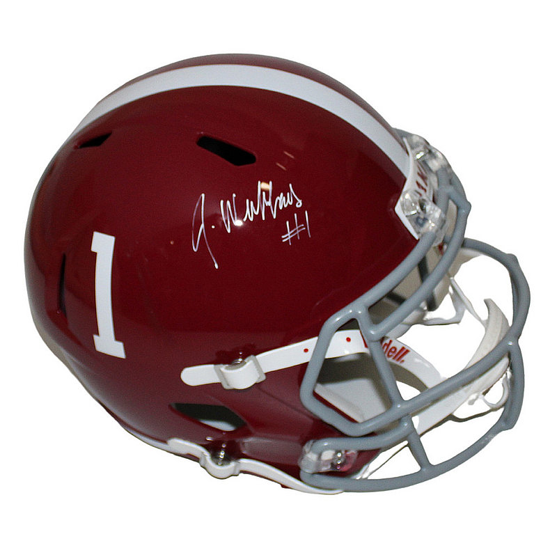 Jameson Williams Autographed Alabama Crimson Tide Riddell Speed Full Size Replica Helmet Signed in White with #1 Inscription - JSA Authentic