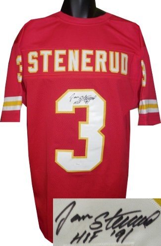 Jan Stenerud Autographed Signed Red TB Custom Stitched Pro Style Football  Jersey w/ HOF 91 Insc - XL- JSA Hologram