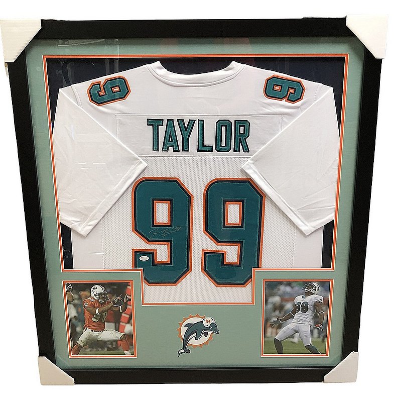 Jason Taylor Autographed Signed Miami Dolphins Framed Premium Deluxe Jersey - JSA Authentic