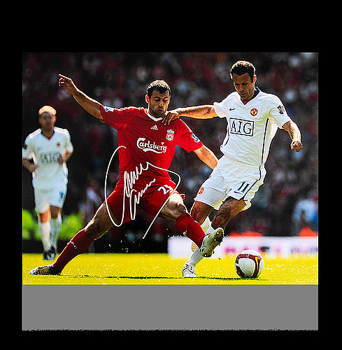 Javier Mascherano Autographed Liverpool 16x12 Photo Tackle On Ryan Giggs
