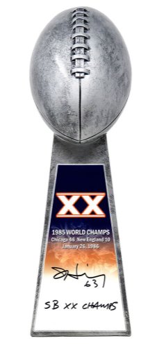 Jay Hilgenberg Autographed Signed Football World Champion 15 Inch Replica Silver Trophy w/SB XX Champs