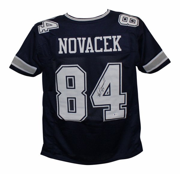 Jay Novacek Signed Dallas Cowboys Career Highlight Stat Jersey (JSA CO –