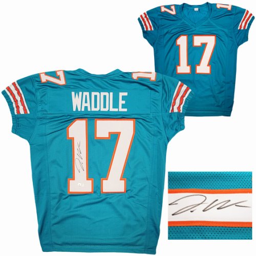 Jaylen Waddle Aqua Miami Dolphins Autographed Nike Throwback Game Jersey