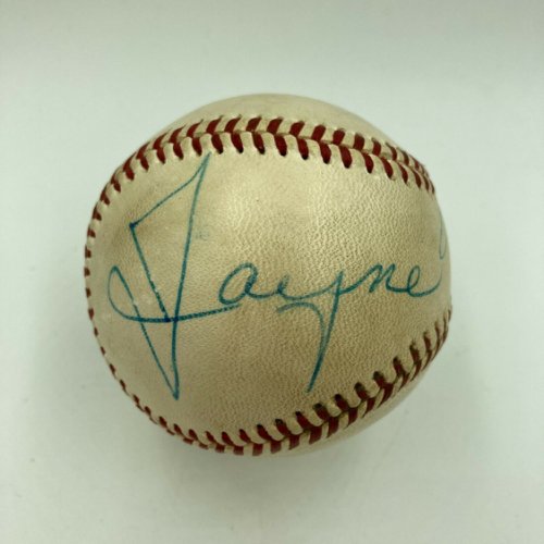 Jayne Mansfield Autographed Signed Extraordinary Single Autographed 1950'S Baseball JSA COA