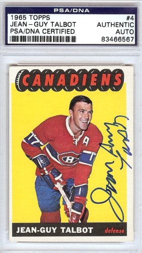 Jean-Guy Talbot Autographed Signed Jean-Guy Talbot 1965 Topps Card #4 Montreal Canadiens PSA/DNA
