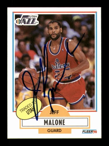 Jeff Malone Autographed Signed 1990-91 Fleer Card #195 Utah Jazz #183232