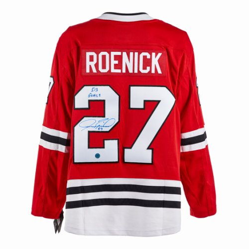 Jeremy Roenick Chicago Blackhawks Autographed Signed Red Fanatics Jersey w/ Goal Stat